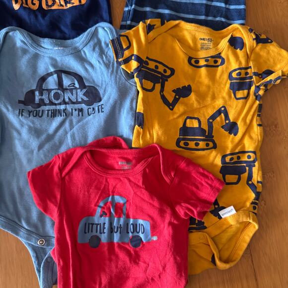 Baby Boy One Piece Bundle 3-6 months trucks construction car short sleeve - Picture 3 of 4